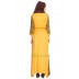 Printed long Dress in dual color- Green-Mustard Printed long Dress in dual color- Green-Mustard